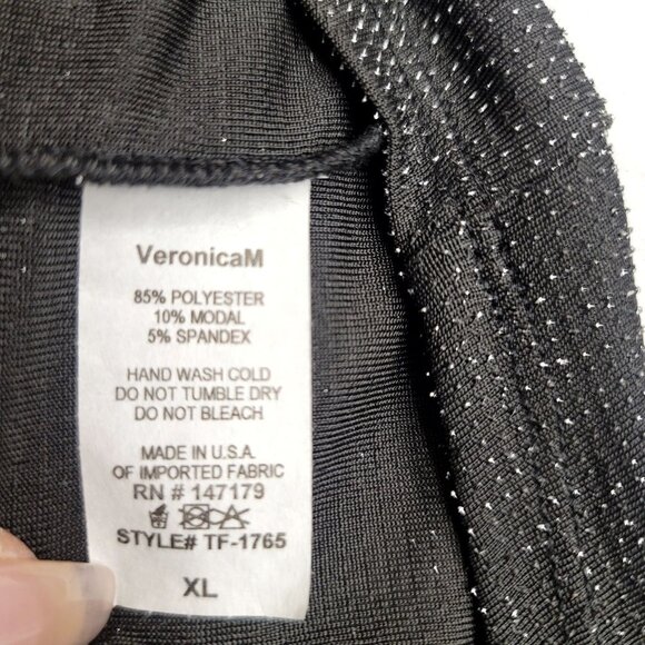 Veronica M V-Neck Cinched Front Sweater With Metallic Shimmer Black XL - Picture 4 of 8
